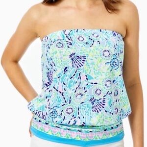 New Lilly Pulitzer Ibiza  Strapless Top - Blue and Green